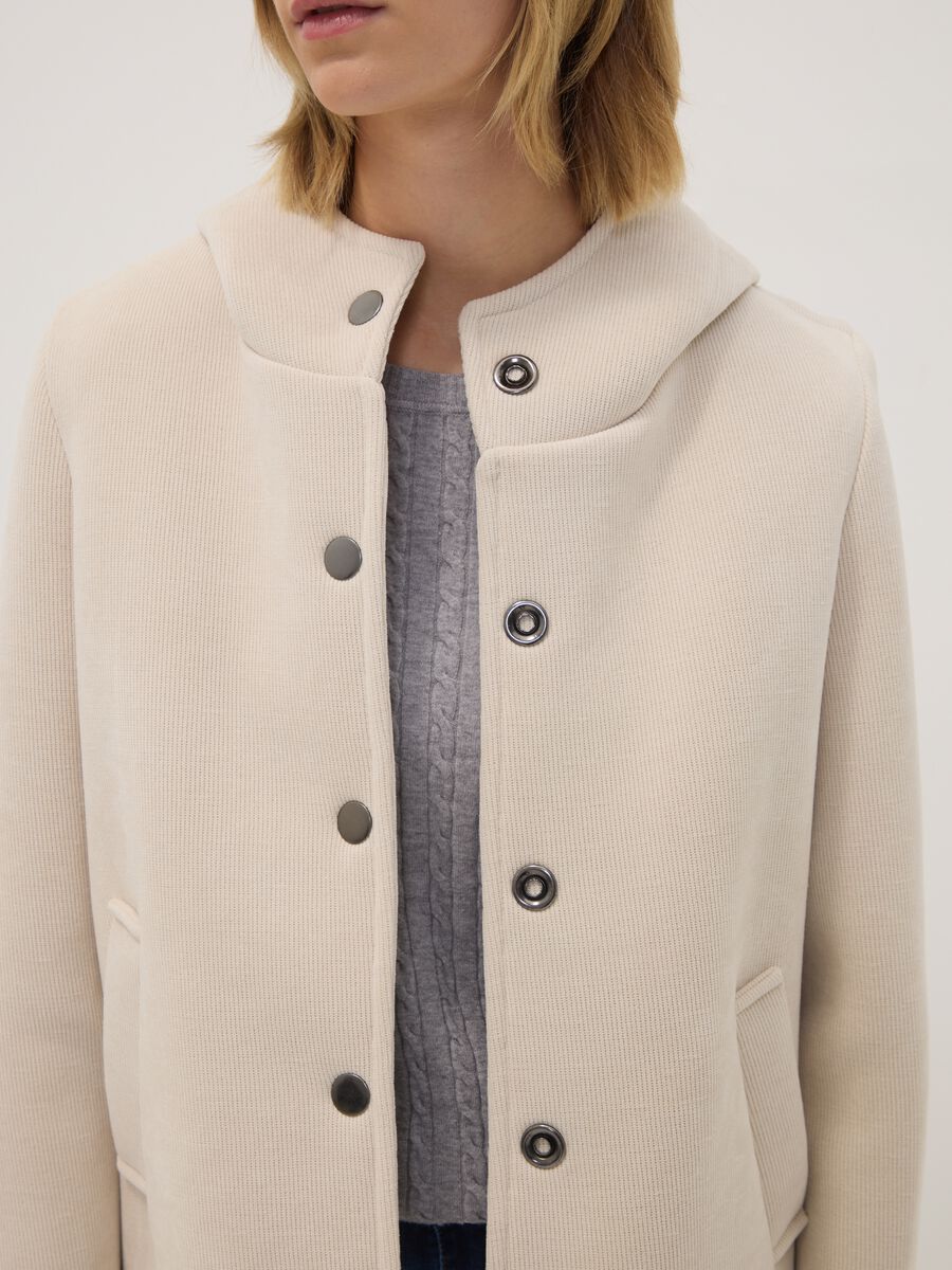 Beige regular-fit stretch viscose coat with hood_2