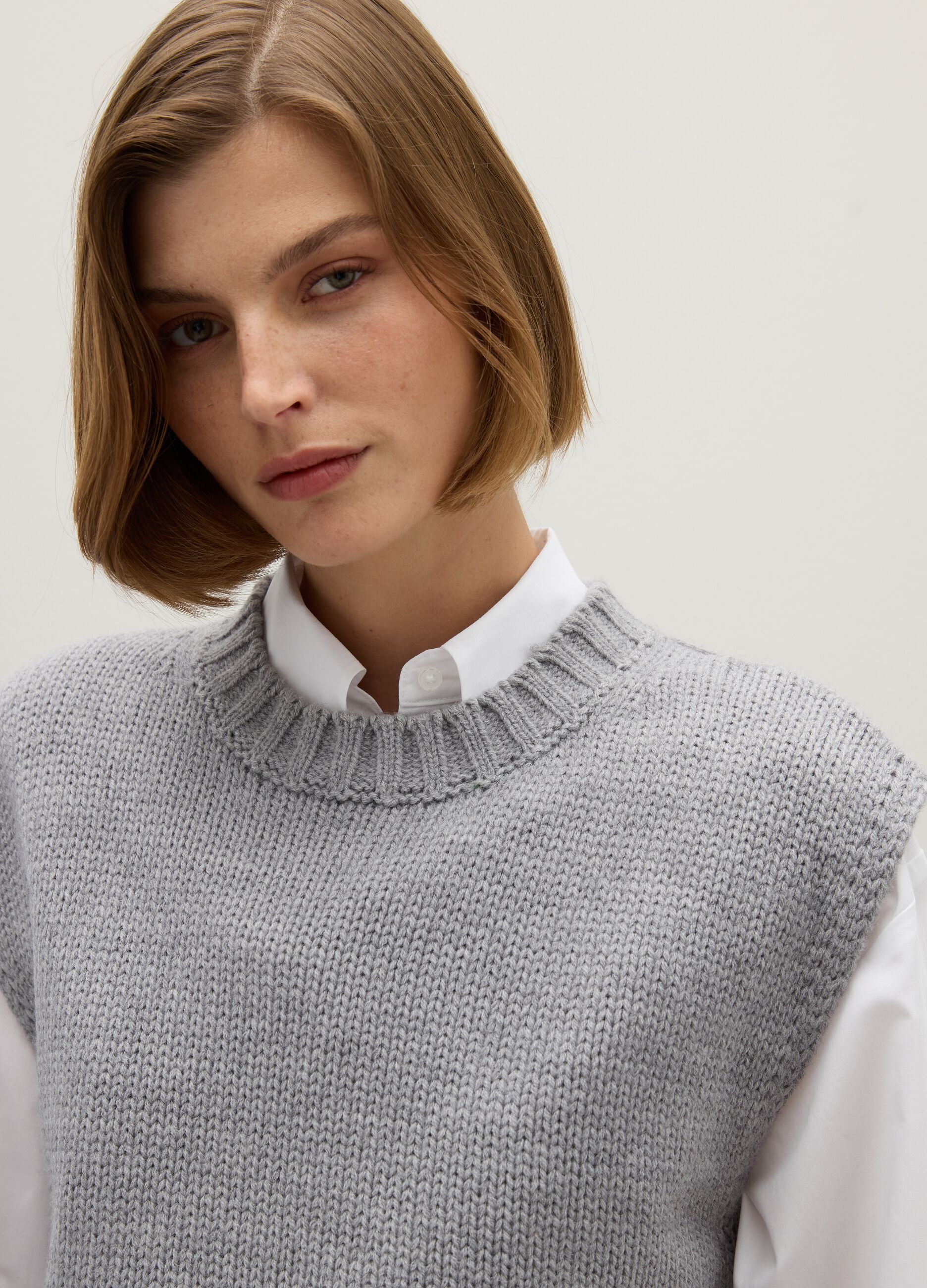 Gilet grigio oversize