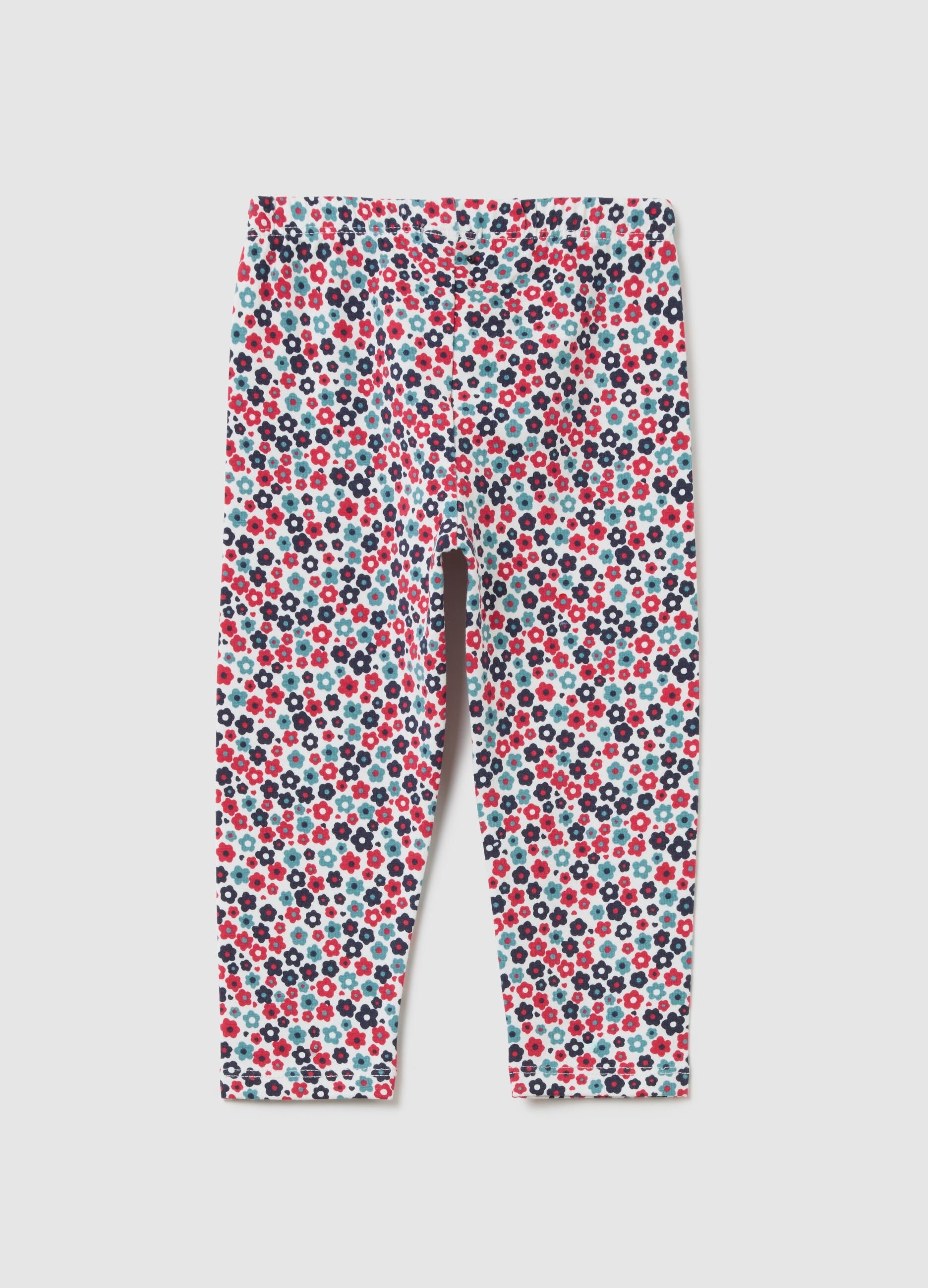 Girls' multicolour skinny fit cotton leggings