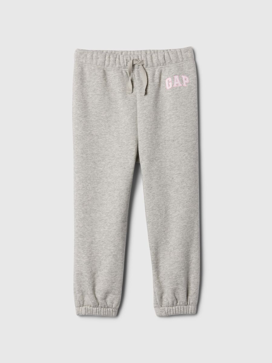 Pantaloni jogger grigio chiaro in misto cotone con logo GAP_0