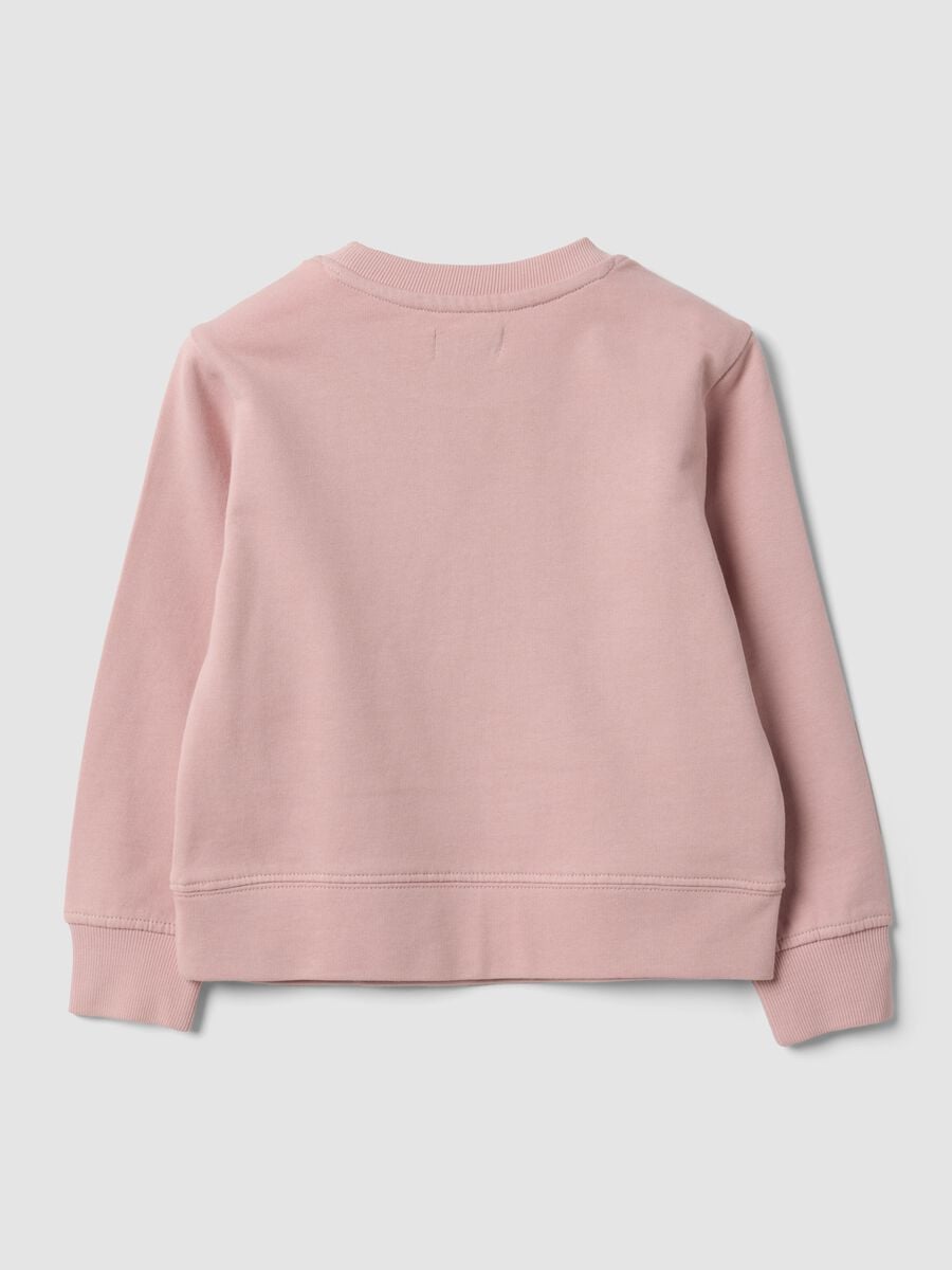 Felpa rosa in puro cotone con girocollo e cuore per bambina_1