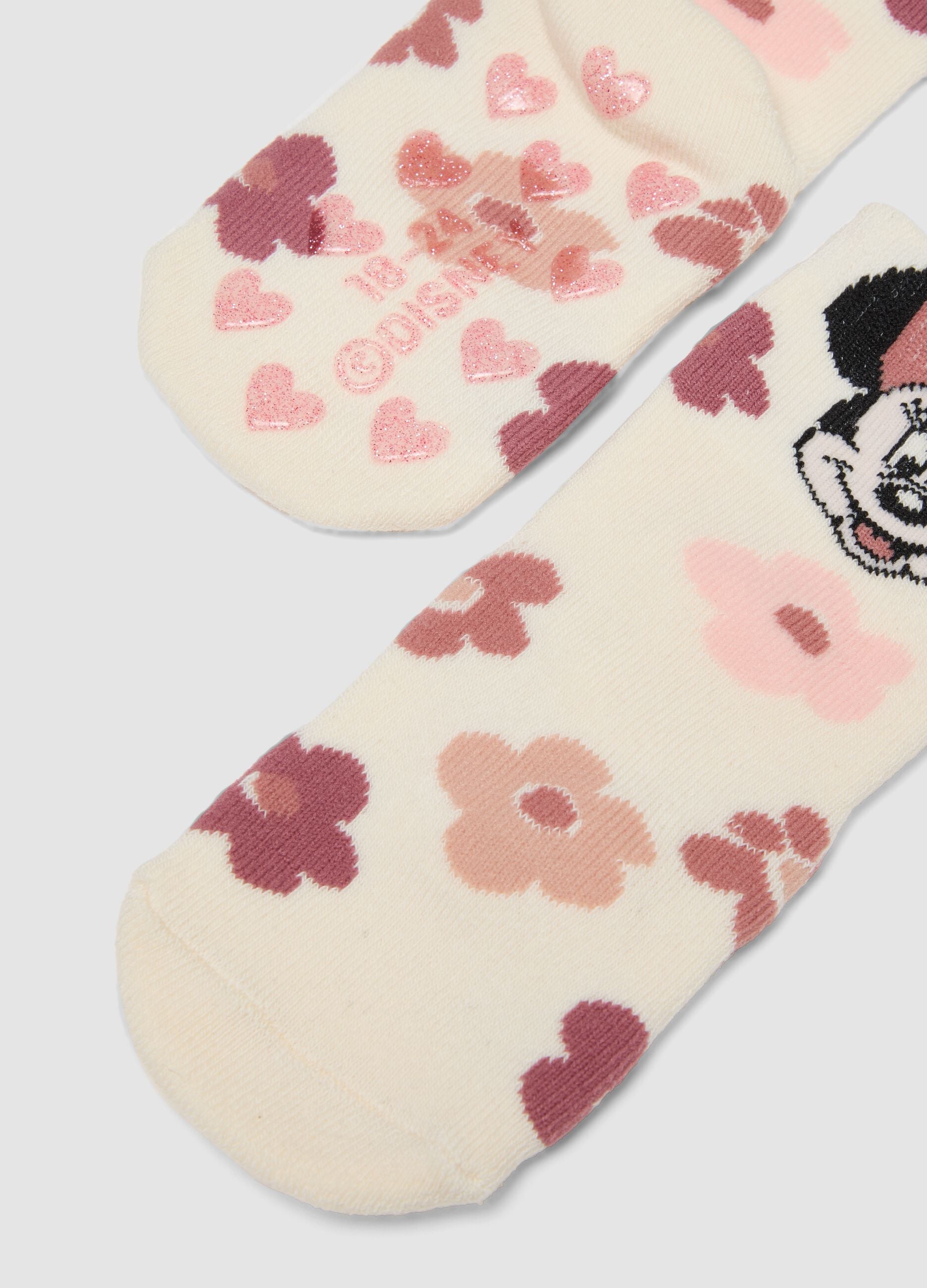 2-pack of anti-slip stretchy organic cotton socks with Minnie print