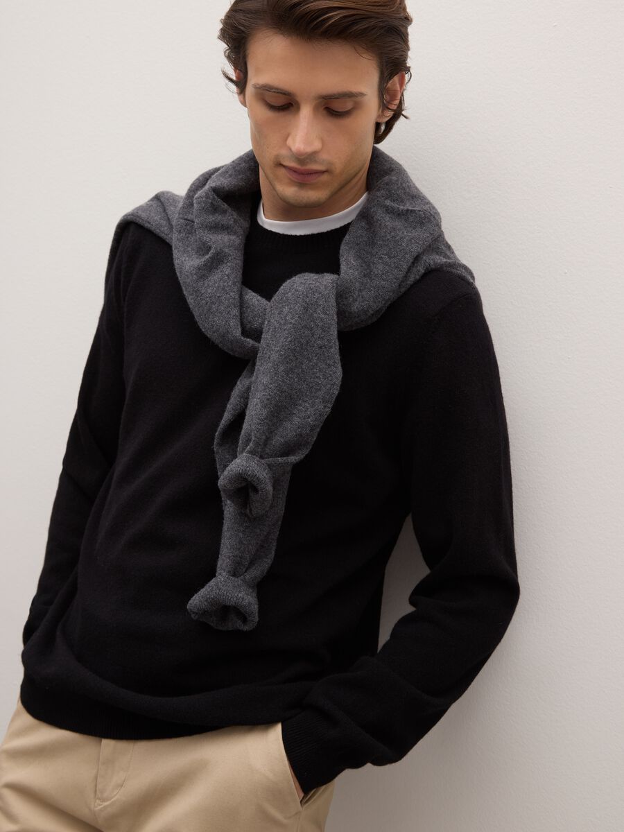 Black Regular Fit Pure Lambswool Pullover_0