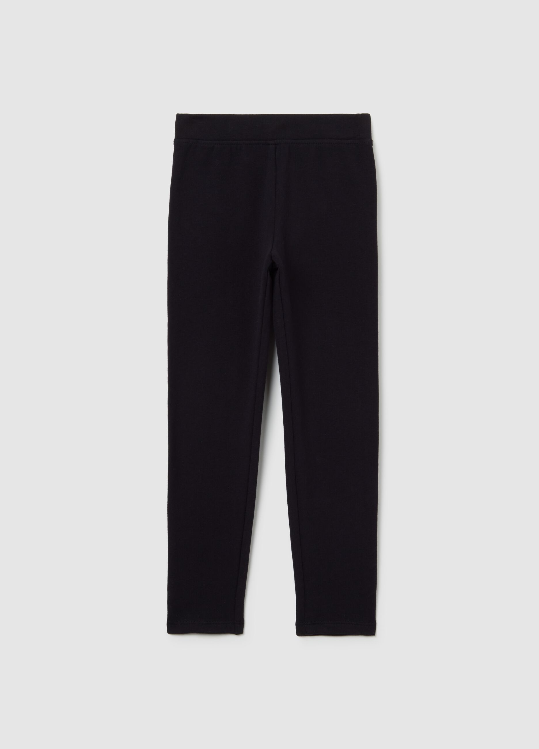 Girls' black skinny fit cotton leggings