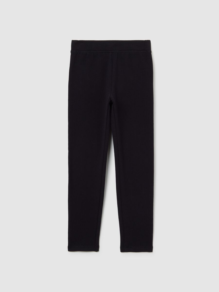 Girls' black skinny fit cotton leggings_0