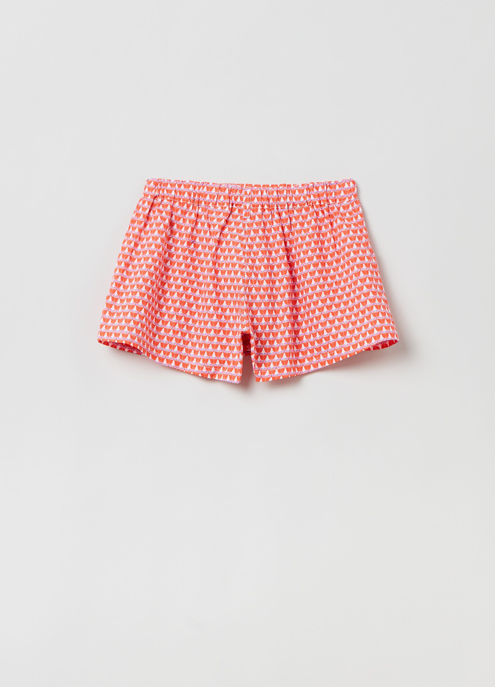 Shorts in popeline con stampa fiore_1