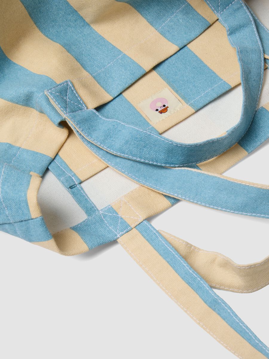 Multicolour striped pure cotton bag with sturdy handles_2
