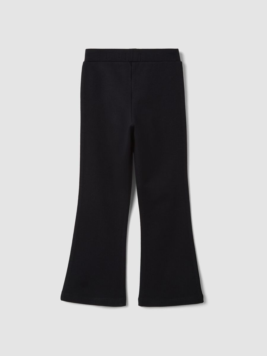 Leggings neri flare in cotone elasticizzato con borchie_1
