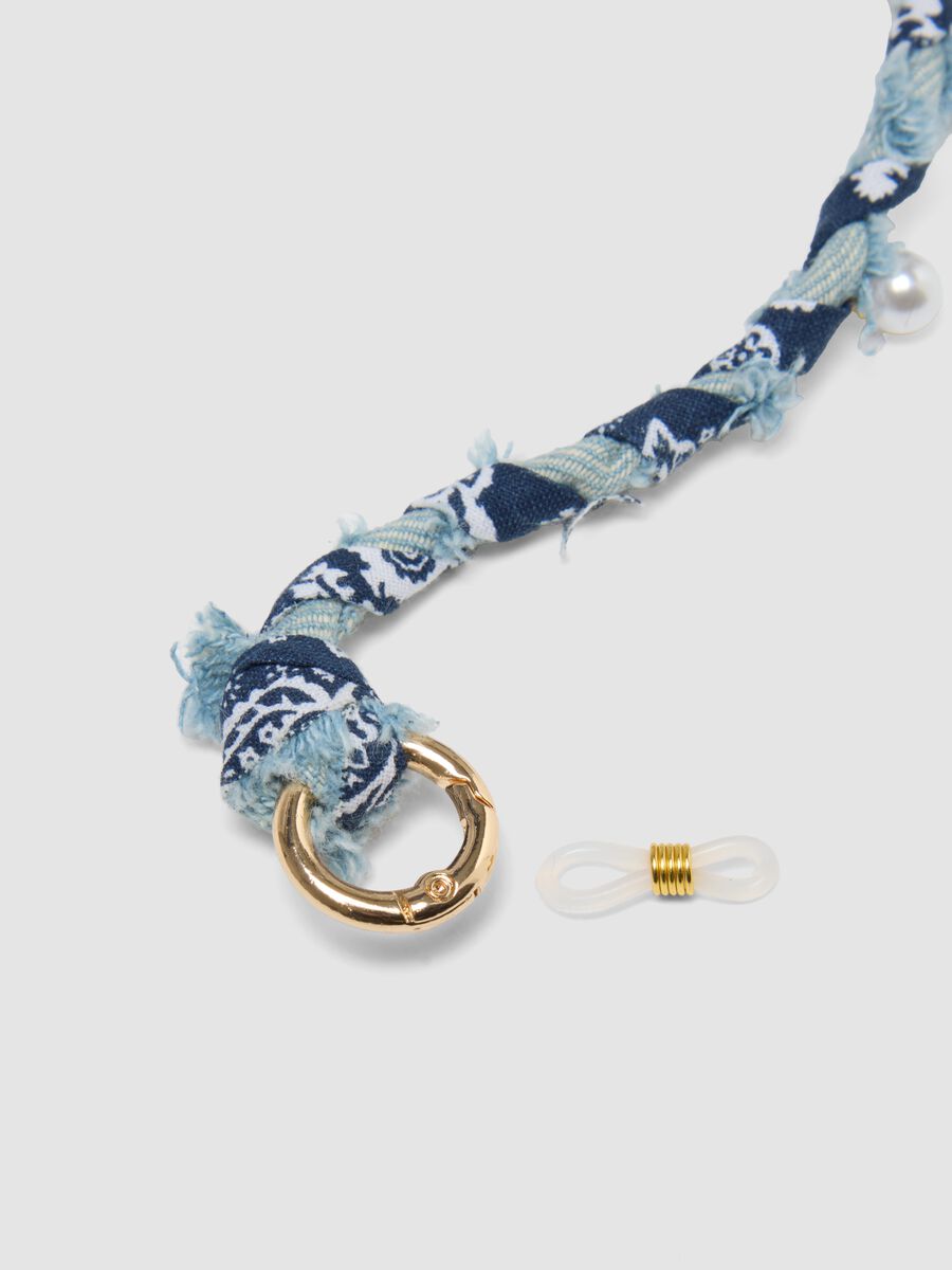 Collana bandana in denim multicolor con charms_2
