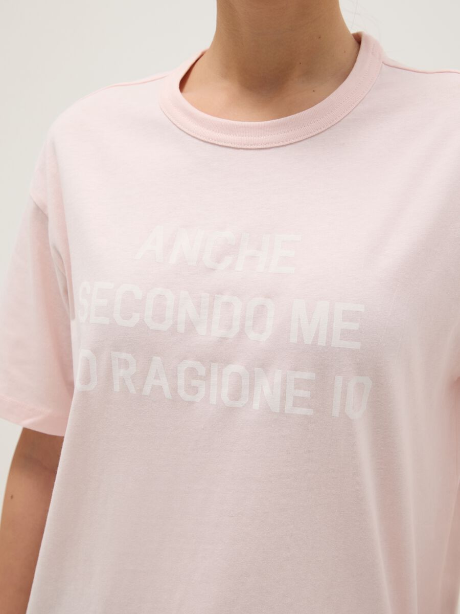 Pink pure cotton regular fit t-shirt with text_3