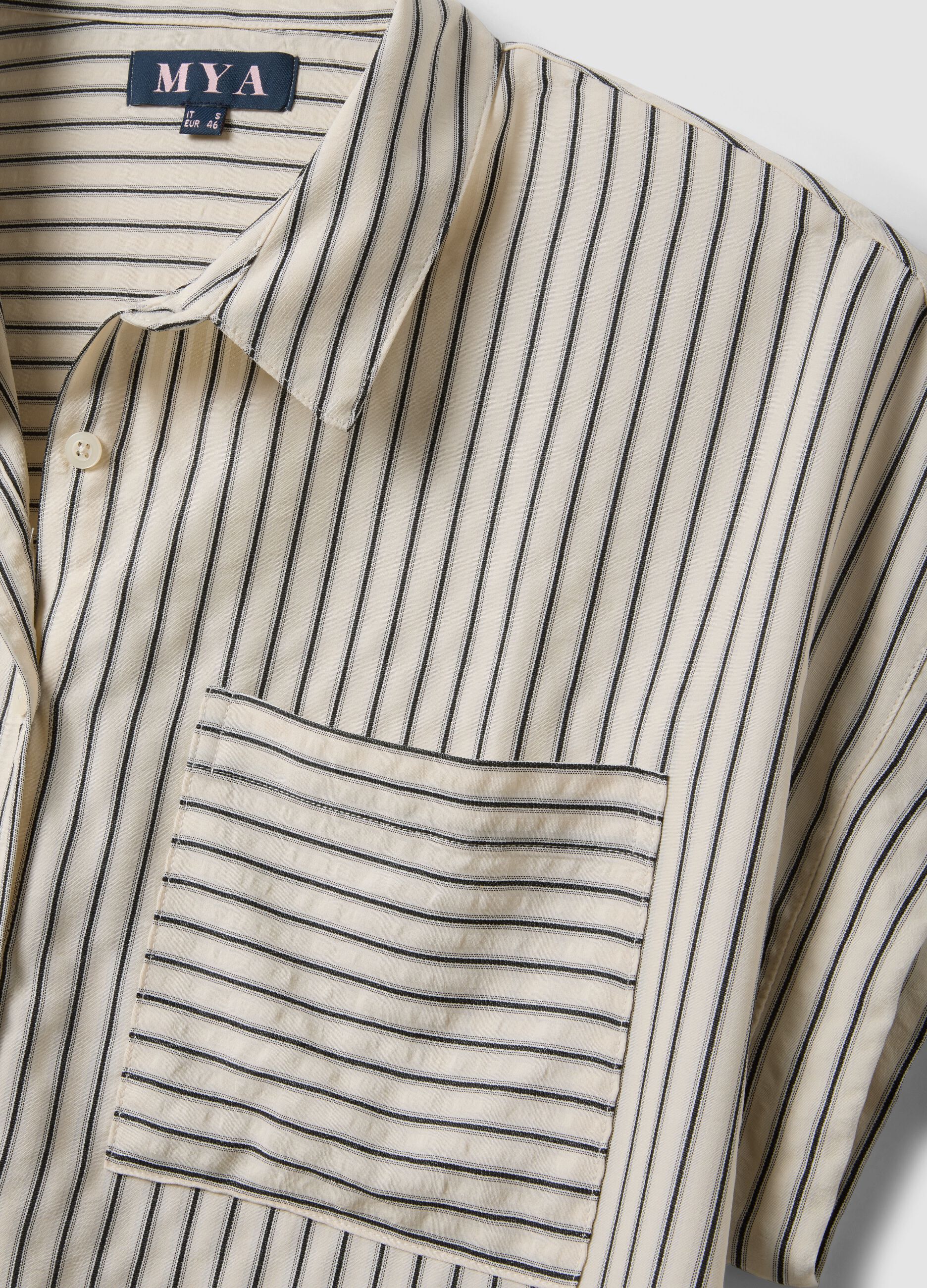 Abito chemisier beige in misto viscosa a righe