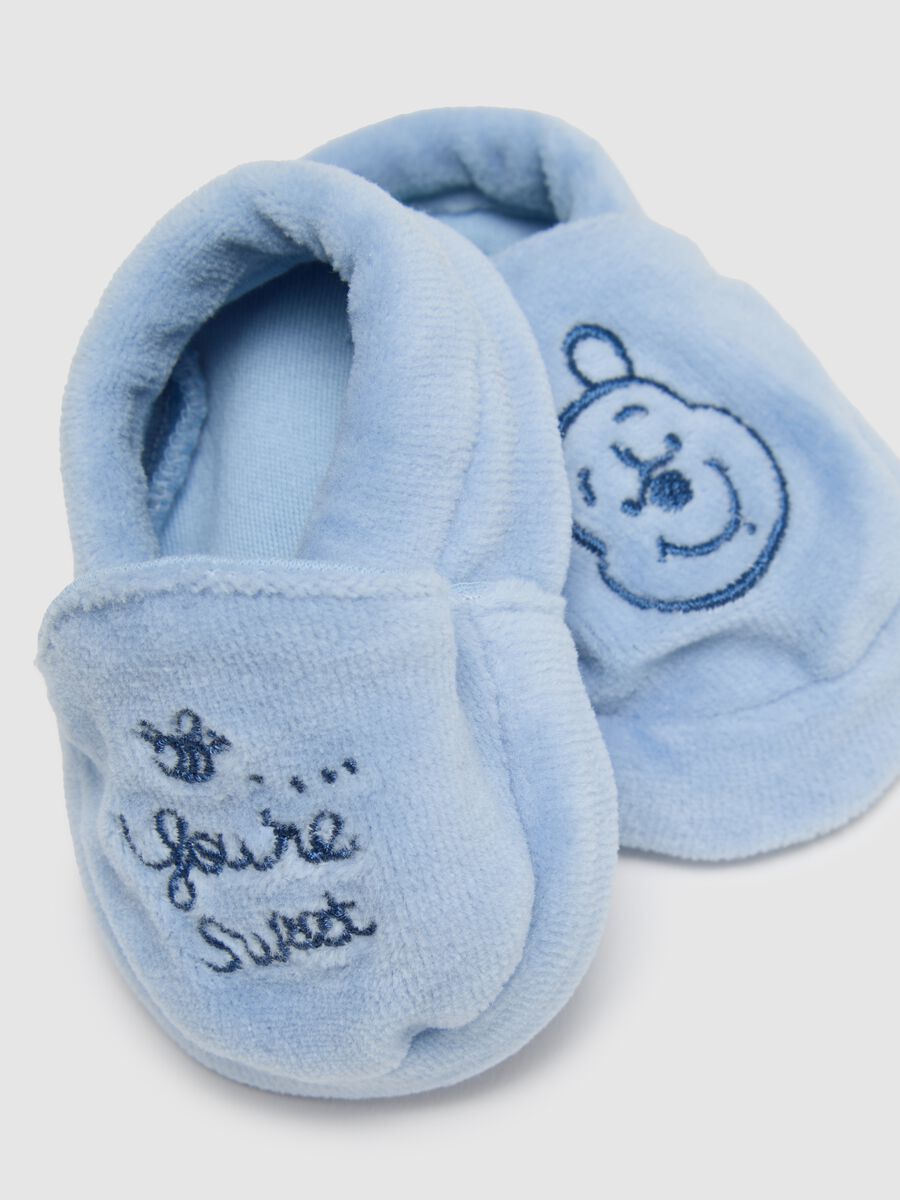 Blue cotton baby hat and shoes_2