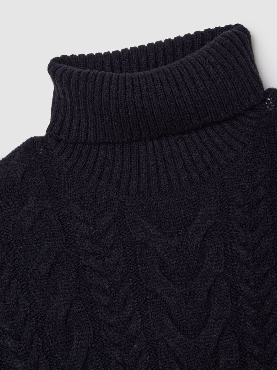 Blue turtleneck regular fit with jacquard pattern_5