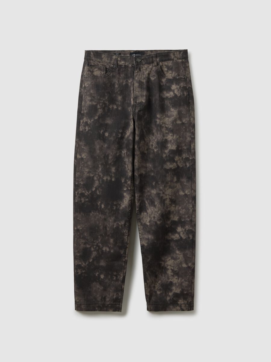 Multicolour tie dye pure cotton baggy trousers_0