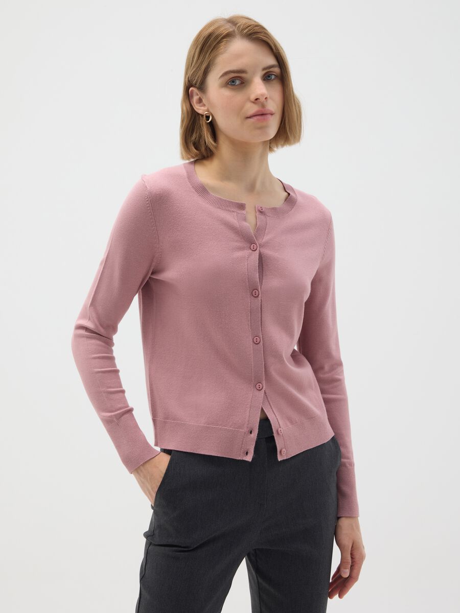 Cardigan in misto viscosa rosa regular fit_0
