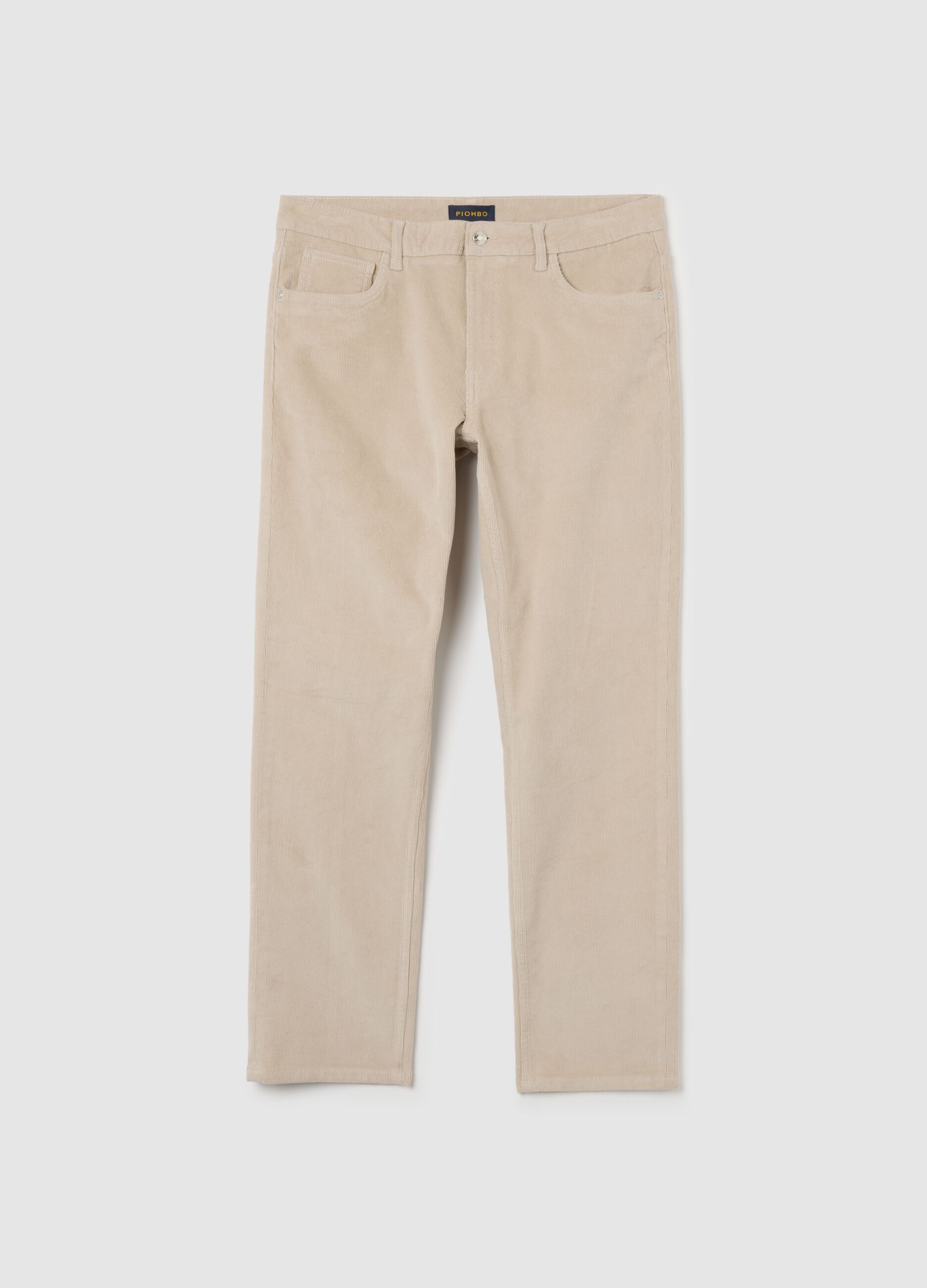 Pantaloni in cotone elasticizzato beige regular fit