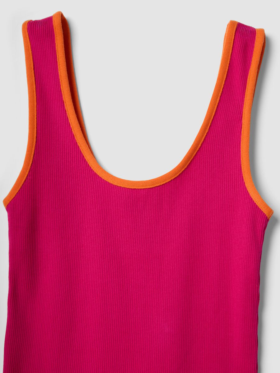 Tank top rosa in puro cotone a costine_5