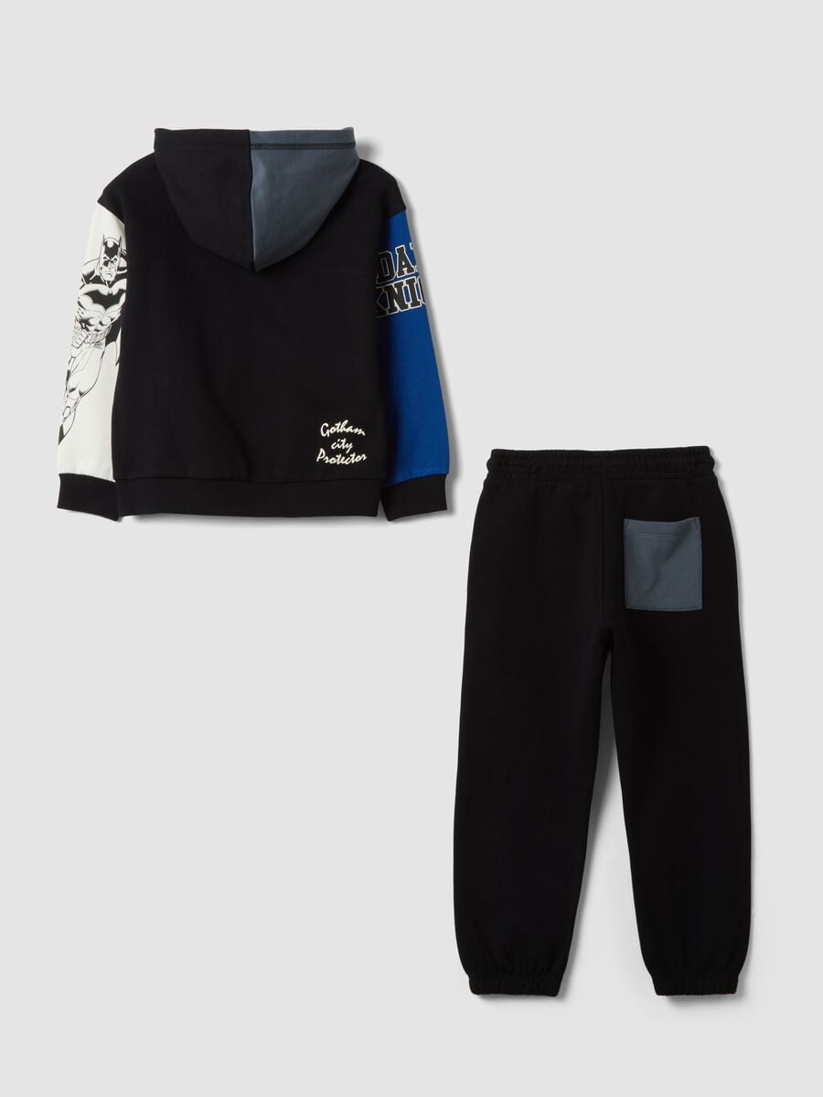 Blue pure cotton tracksuit with hood and Batman print_1