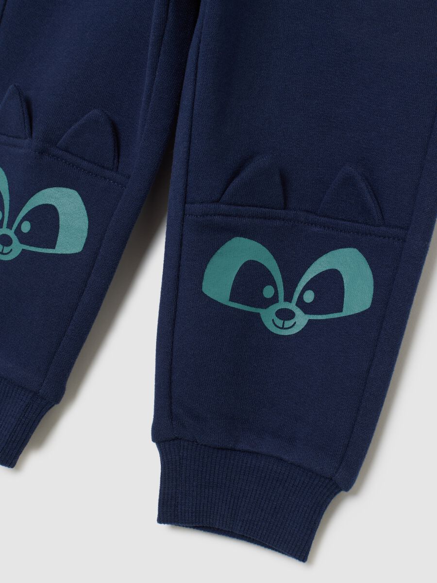 Pantaloni jogger blu da bimbo in misto cotone regular fit con stampa_3