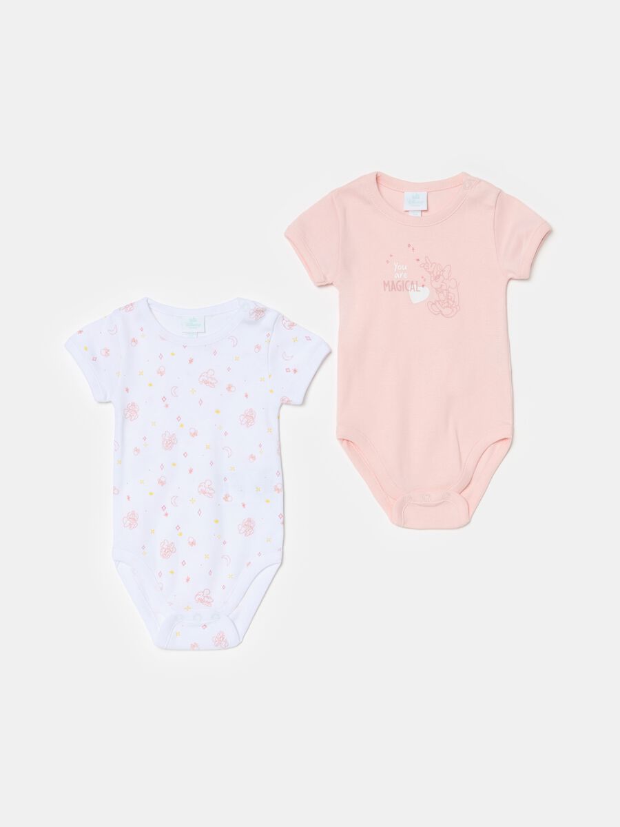Two-pack organic cotton bodysuits with Minnie Mouse print_0