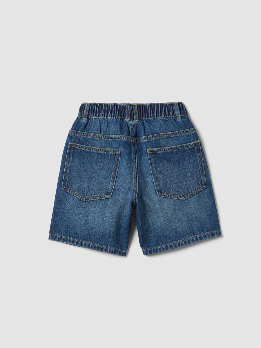 Shorts denim blu in misto cotone da bambino regular fit_1