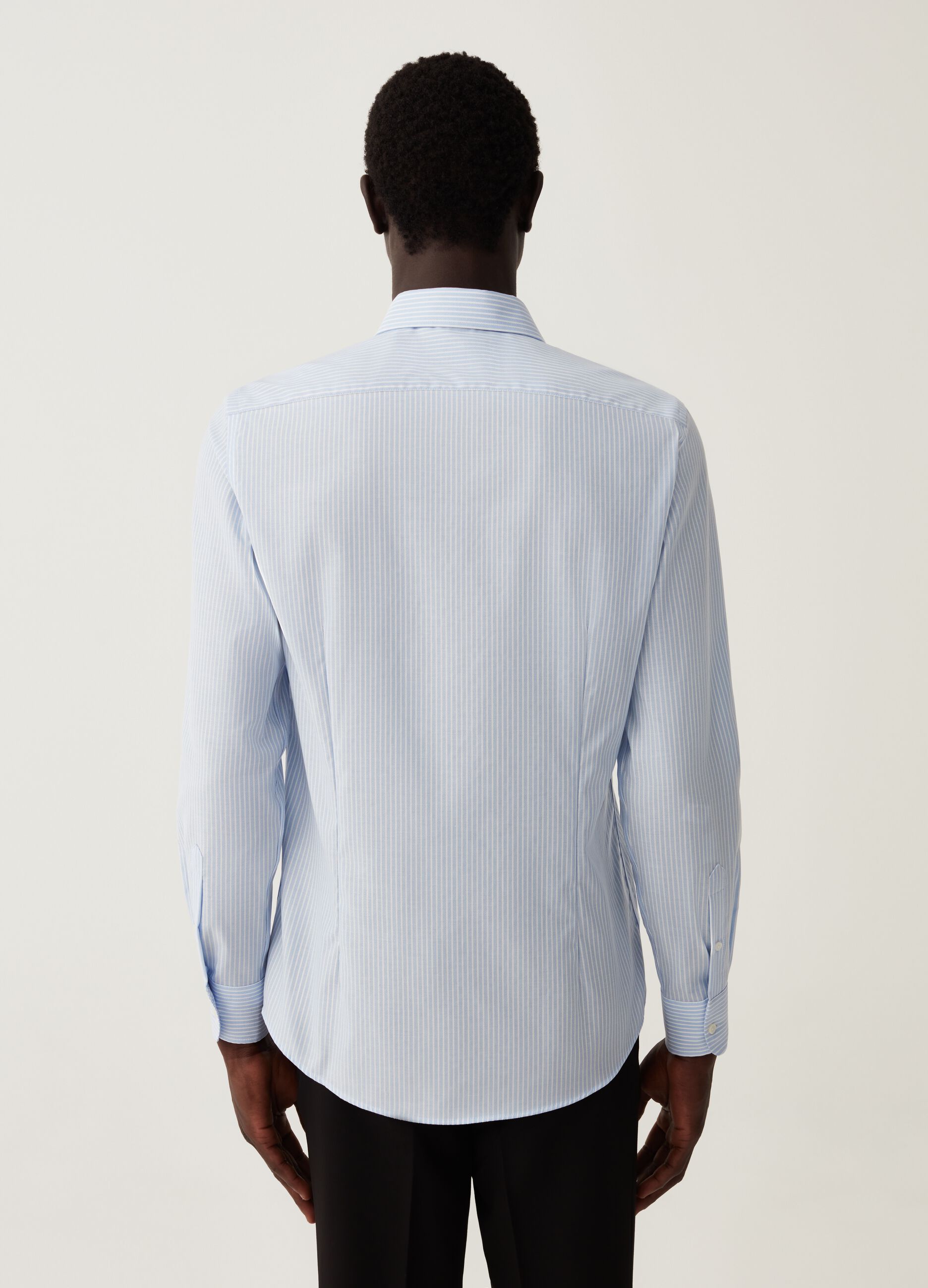 Camicia slim fit a righe no stiro_2