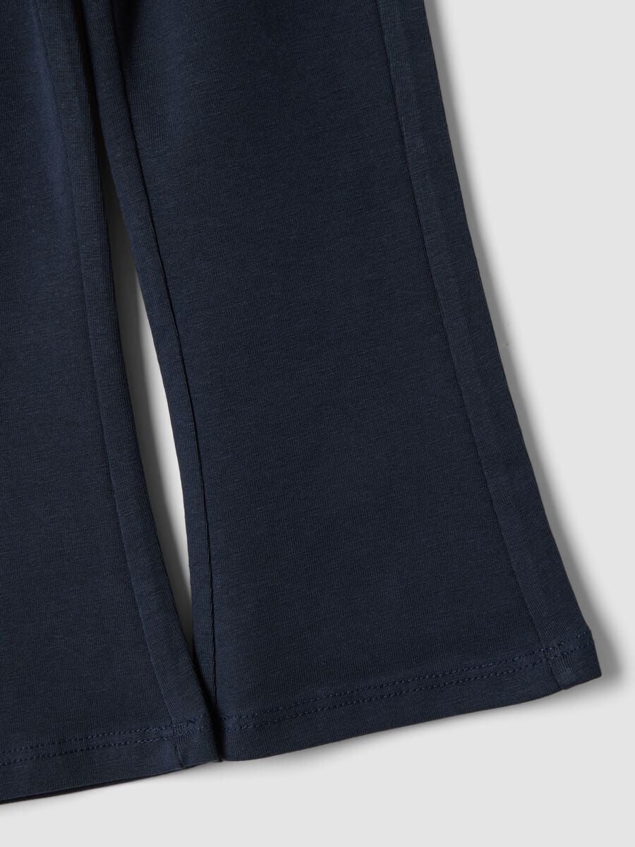 Leggings blu flare in cotone organico e viscosa elasticizzato per bimba_3