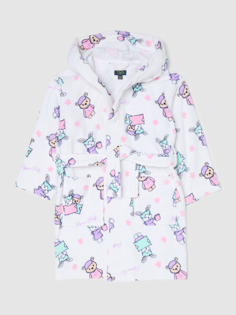 Bathrobe with hood and animals embroidery_0