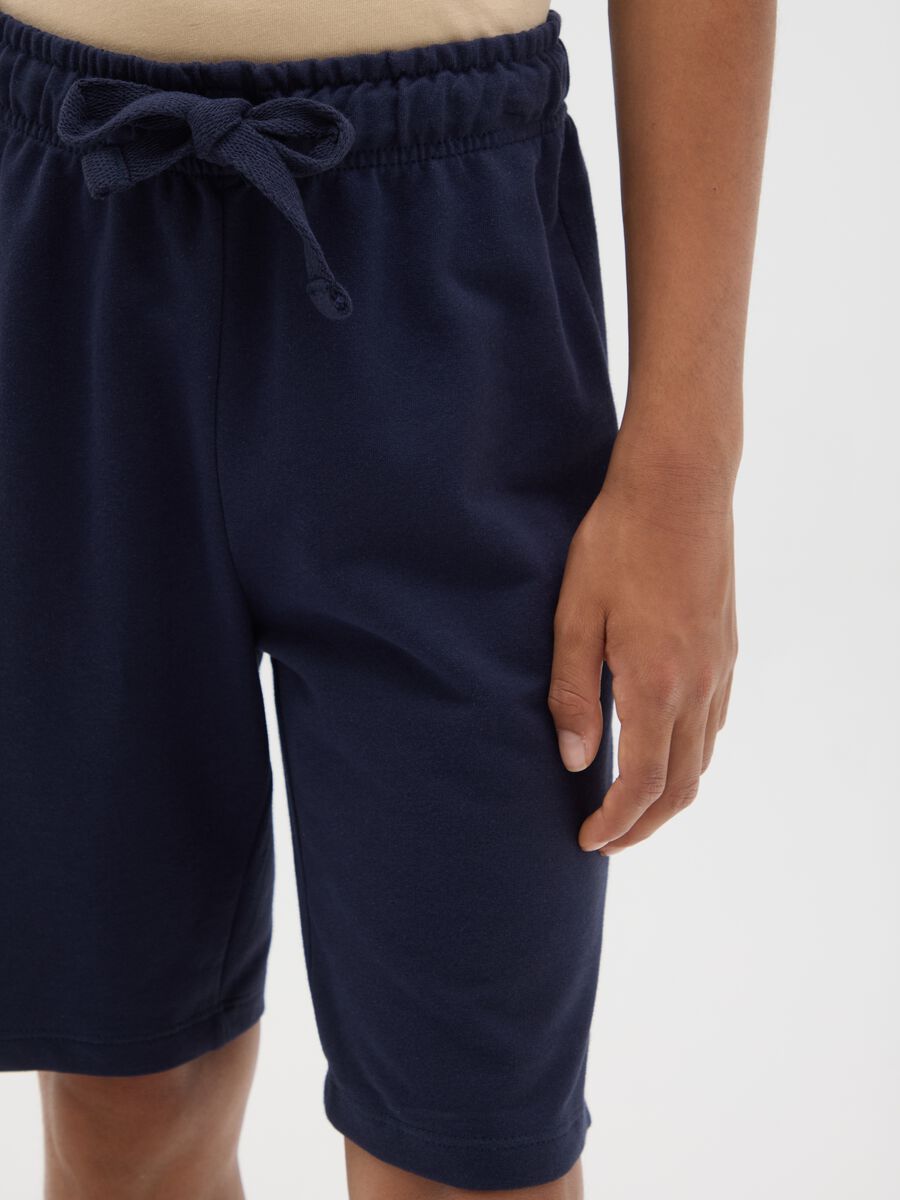 Shorts da ragazzo in puro cotone blu regular fit_2