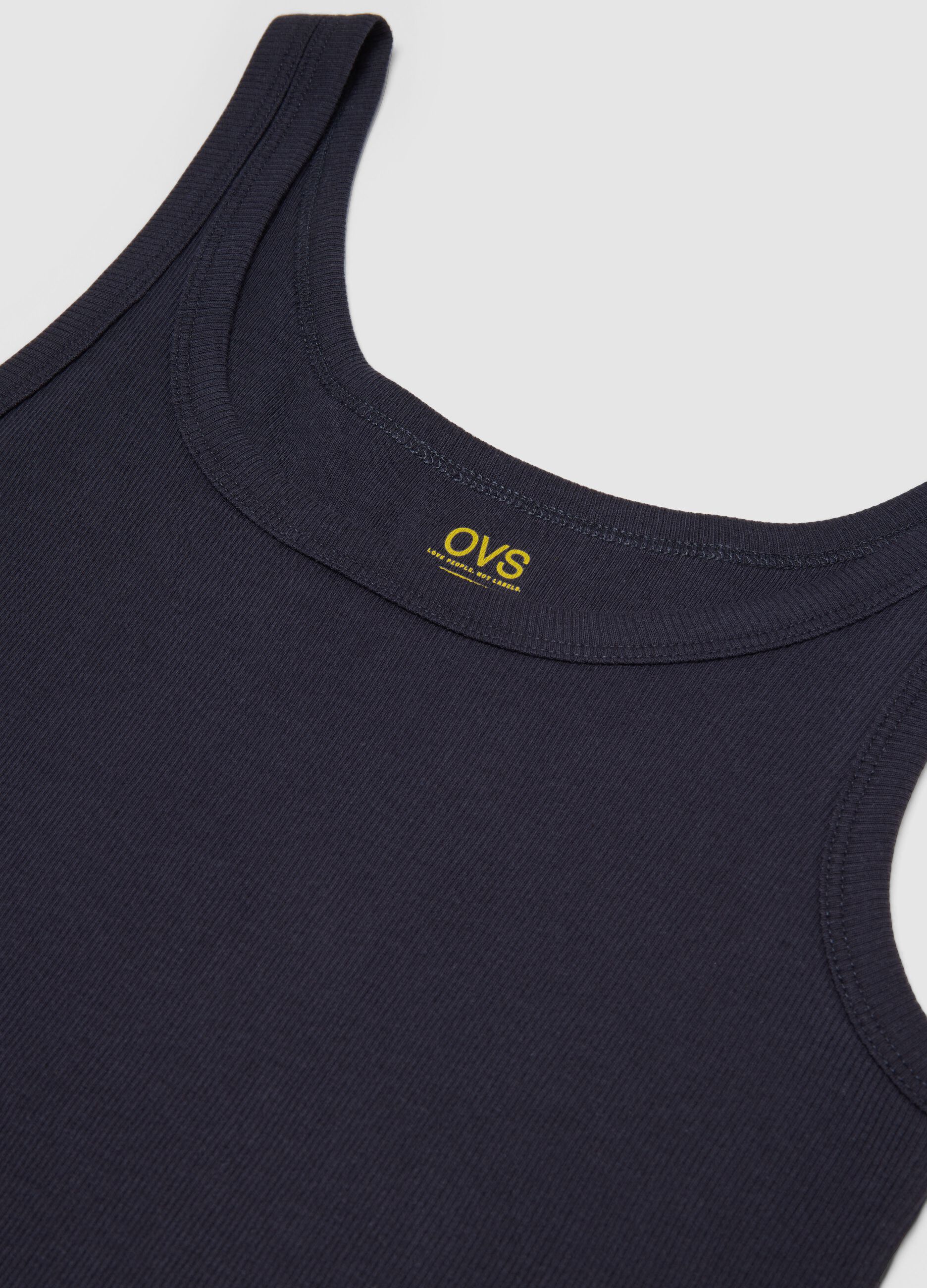 Blue pure cotton tank top regular fit