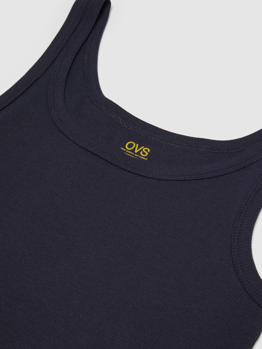 Blue pure cotton tank top regular fit_5