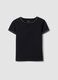 Black pure cotton slim-fit T-shirt with rhinestones for girls_3