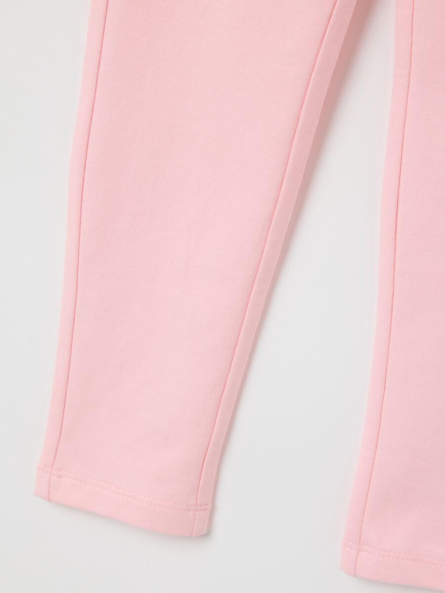 Girl's pink slim fit cotton leggings_3