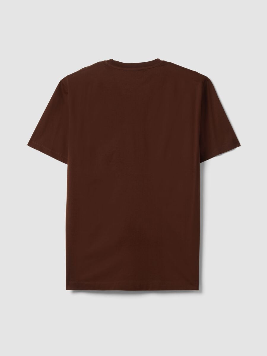 T-shirt marrone in jersey di puro cotone con girocollo relaxed fit_6