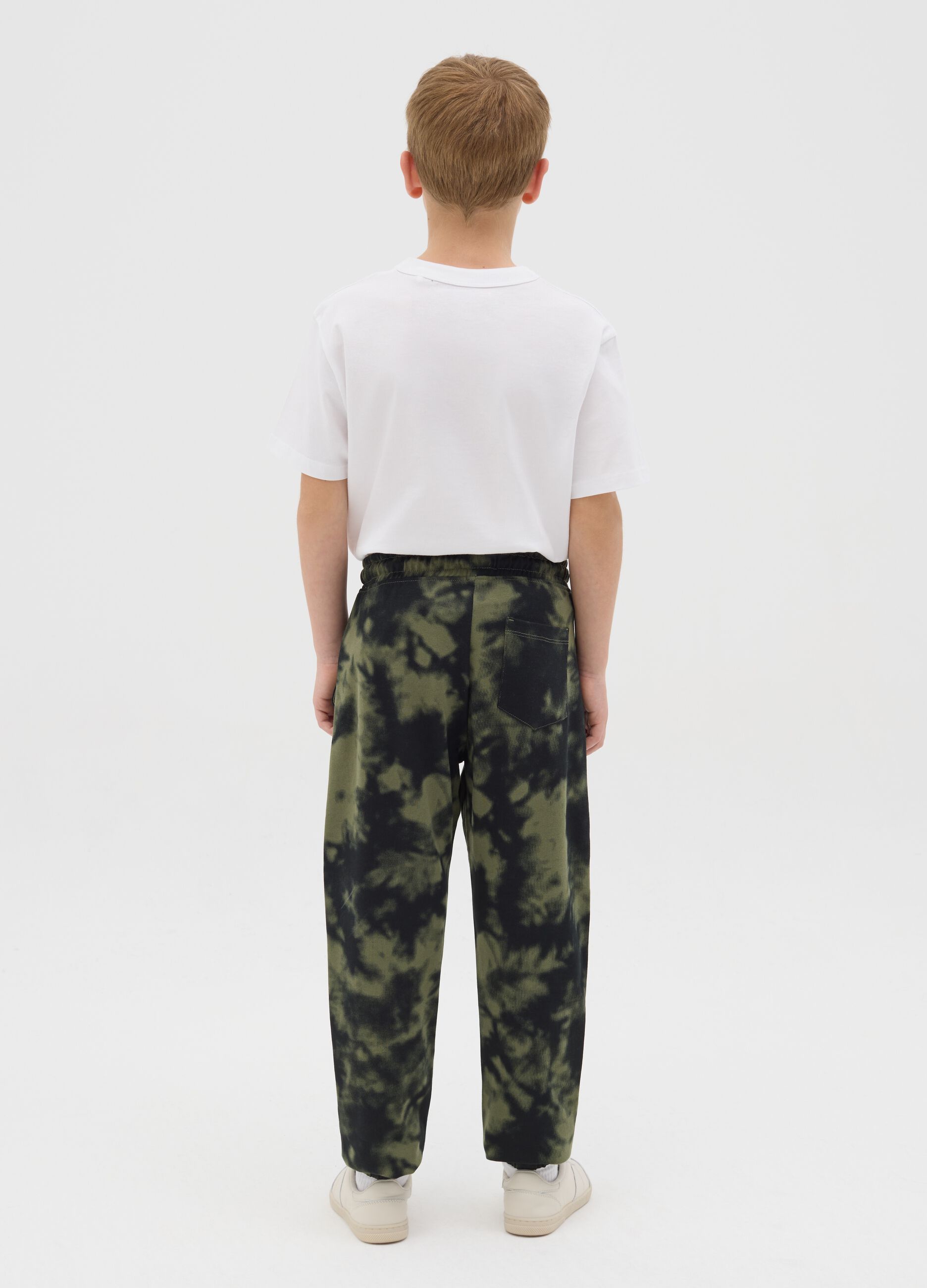 Tie-dye cotton joggers with drawstring