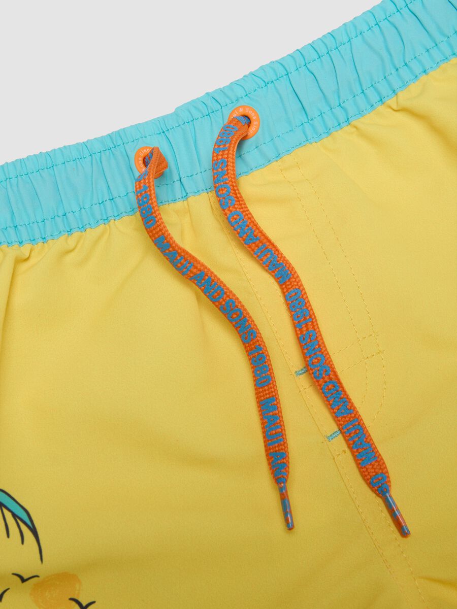 Boxer da mare multicolor da bambino con stampa tropicale_3