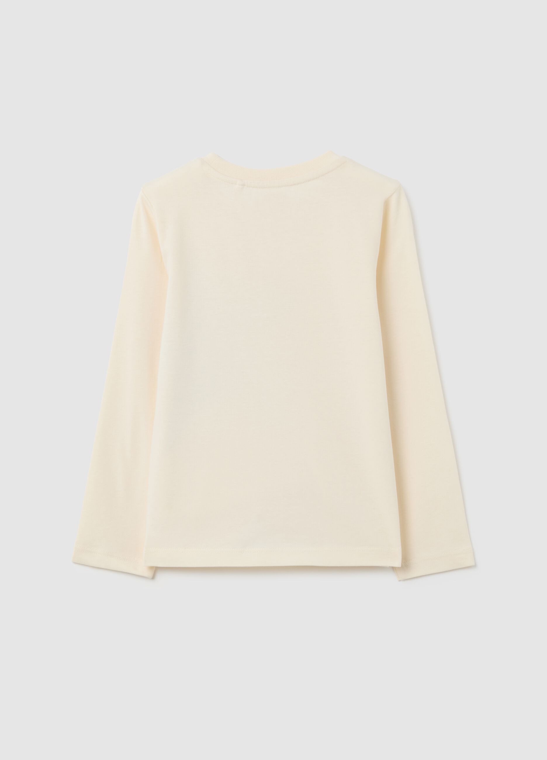 Beige girls' T-shirt in pure cotton, regular fit
