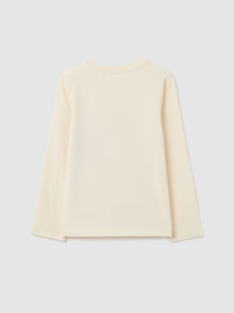 Beige girls' T-shirt in pure cotton, regular fit_1