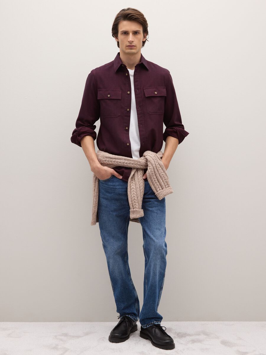 Bordeaux pure cotton regular fit shirt_2