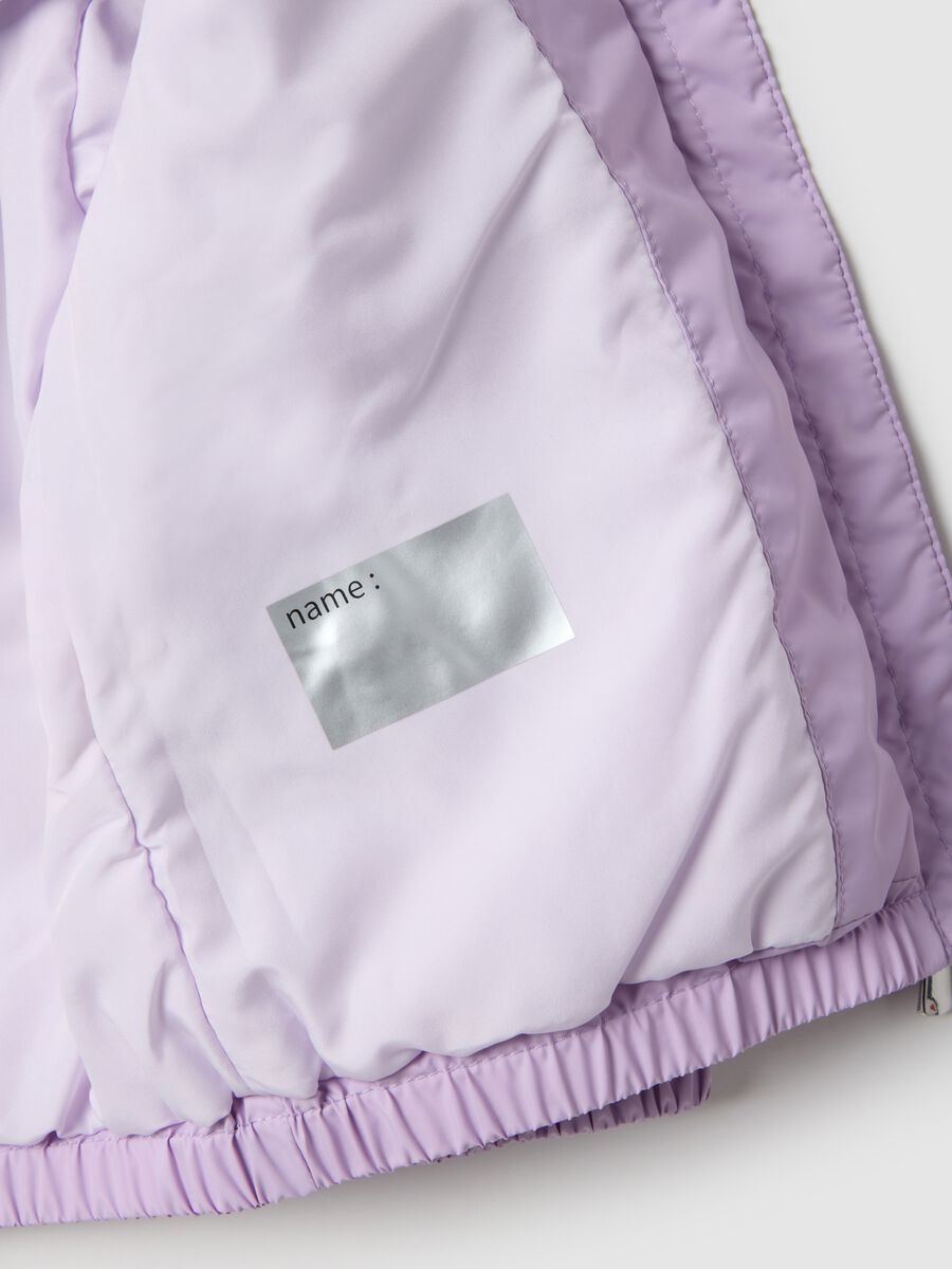 Purple regular fit jacket with hood for baby girl_3