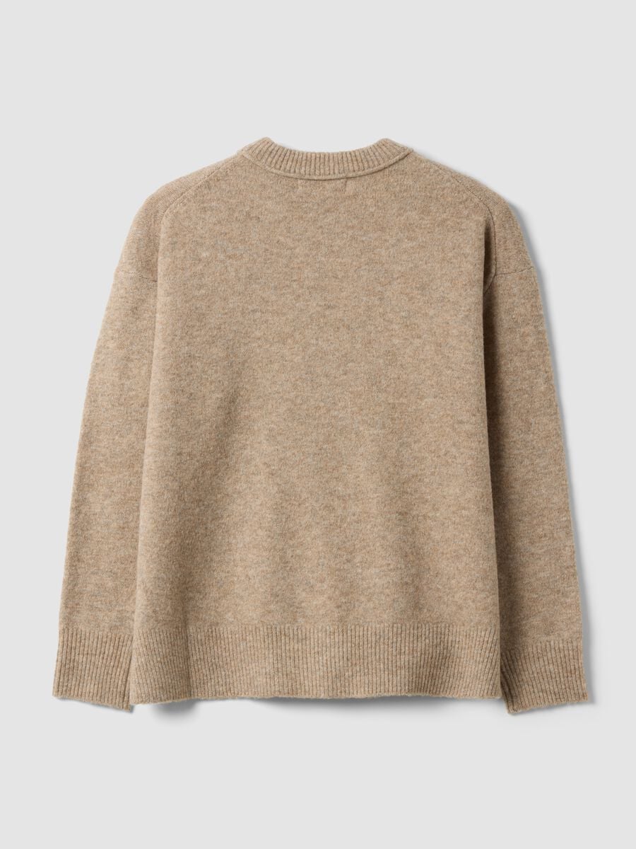 Beige stretch wool oversized crew-neck jumper_2