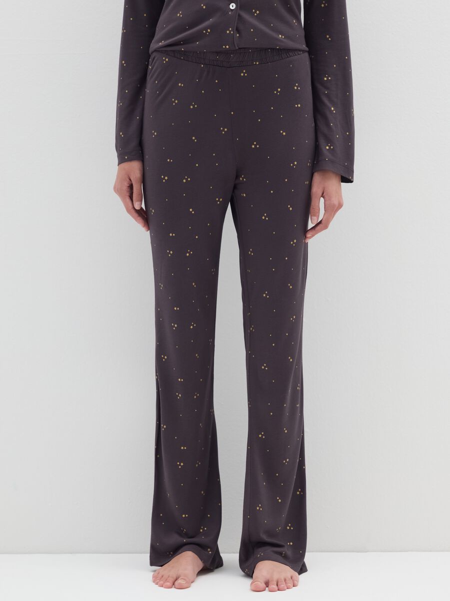 Purple pyjama trousers with stars, regular fit_2