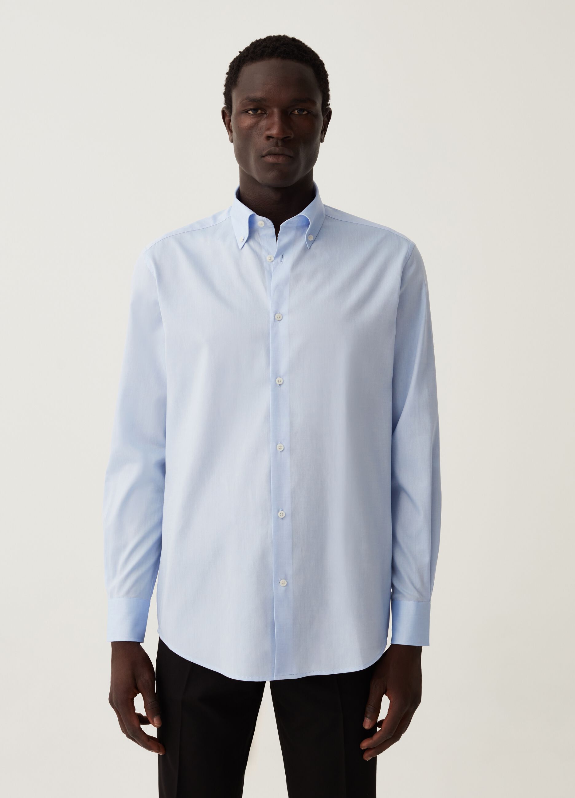Camicia regular fit in cotone button-down_1