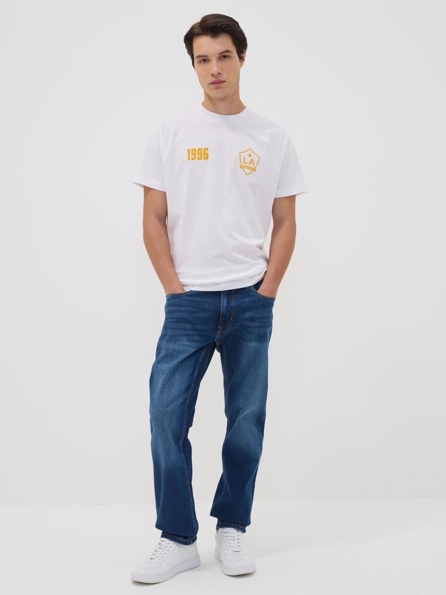 T-shirt bianca in puro cotone con stampa LA Galaxy_1