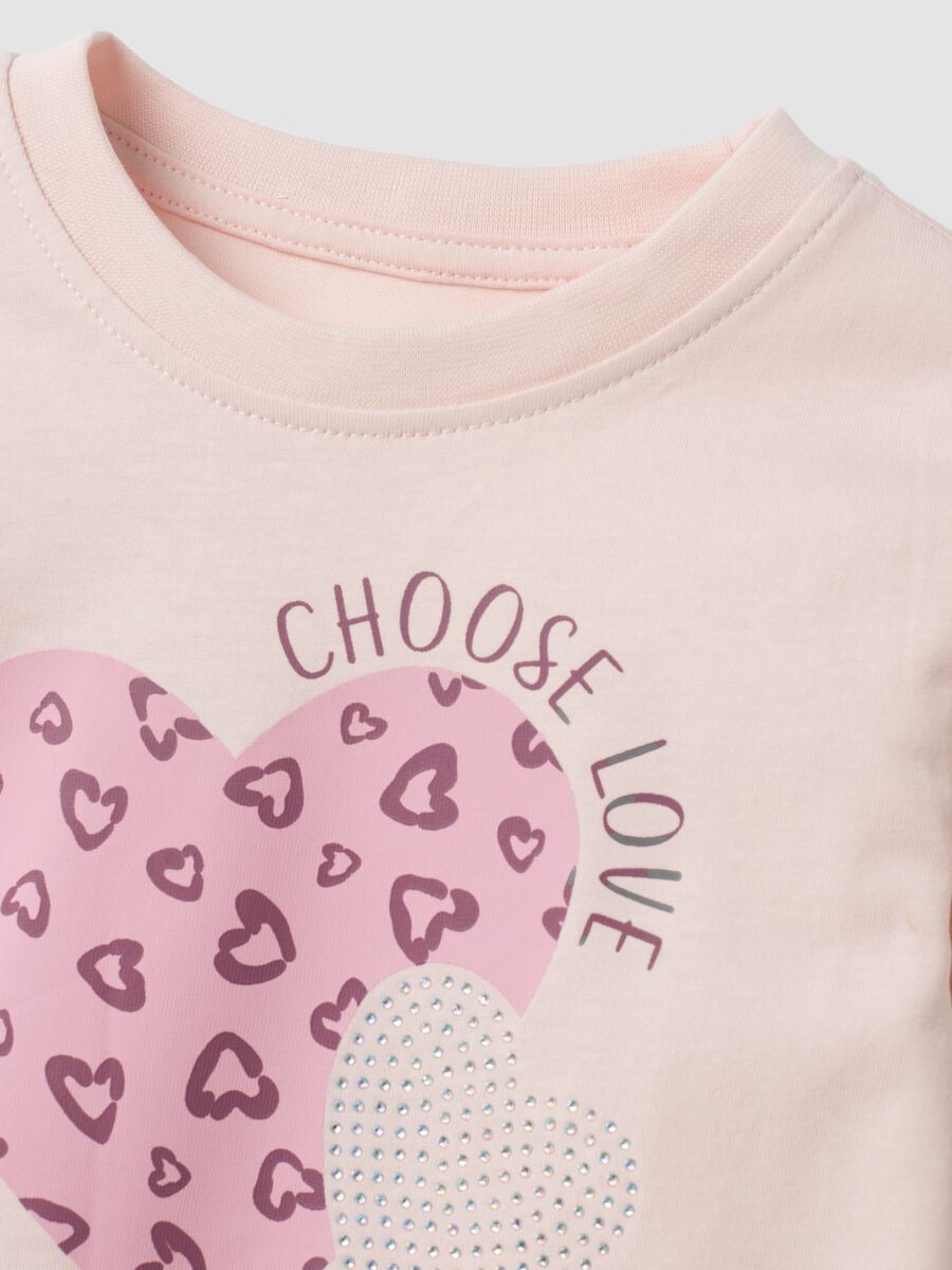 Pink and grey pure cotton jogging set with heart print for girls_2