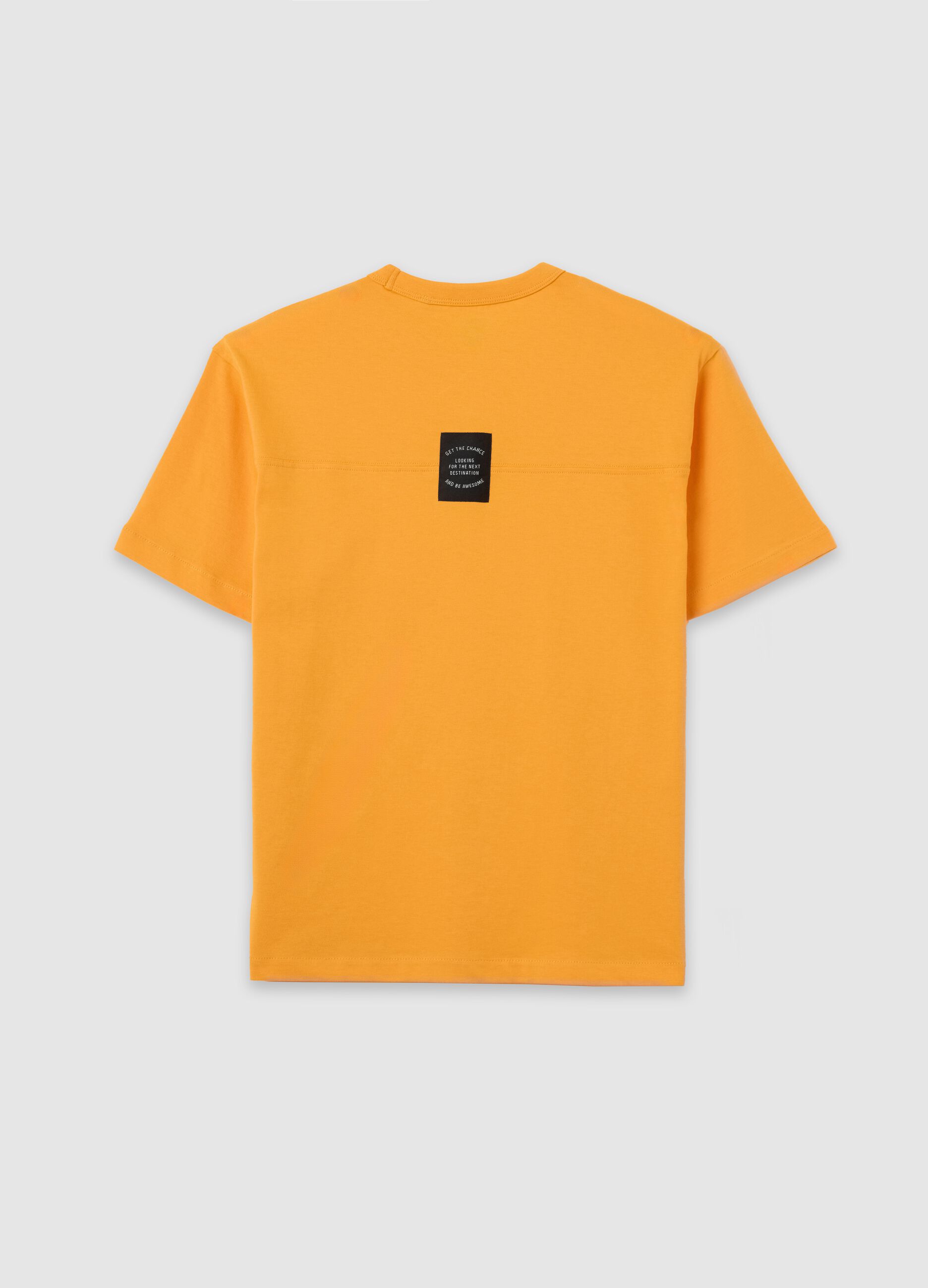 Orange short-sleeved T-shirt with Union Square print