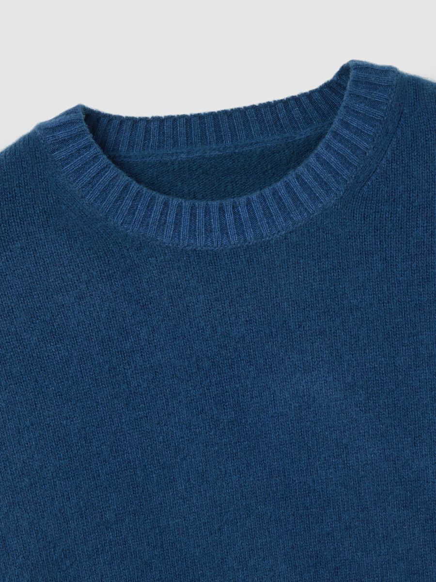 Blue Wool Blend Crew Neck Jumper Regular Fit_5