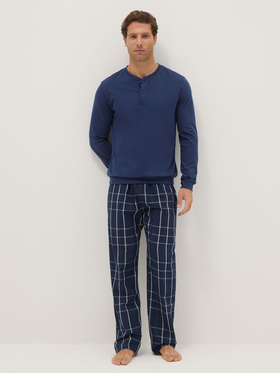 Blue checked pure cotton pyjamas, regular fit_0