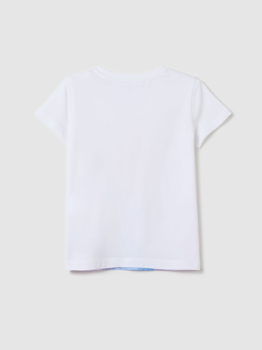 White stretch cotton T-shirt with Elsa print_1