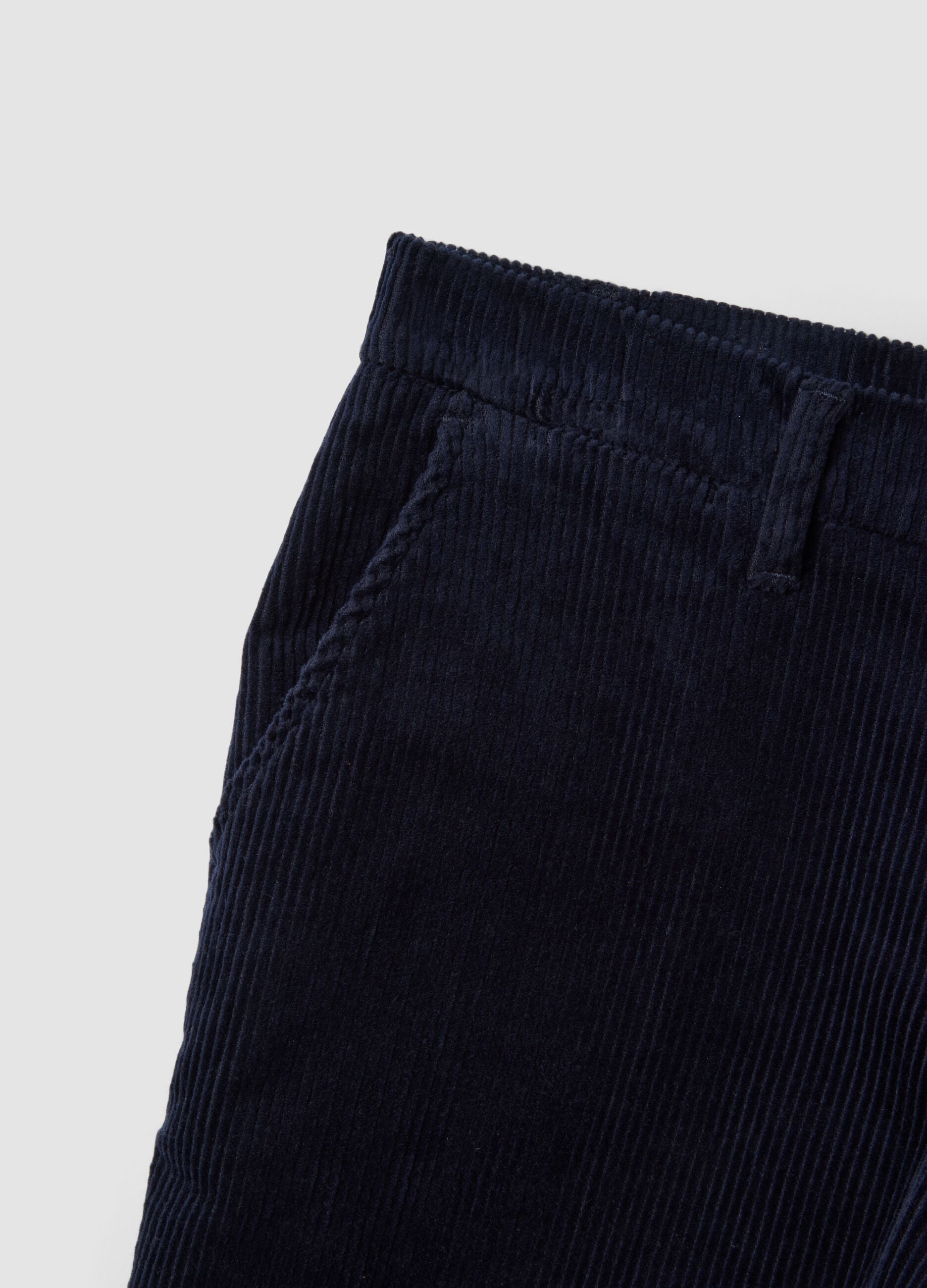 Navy stretch cotton corduroy regular-fit chino trousers